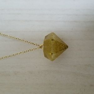 Gold Glitter Gem Necklace